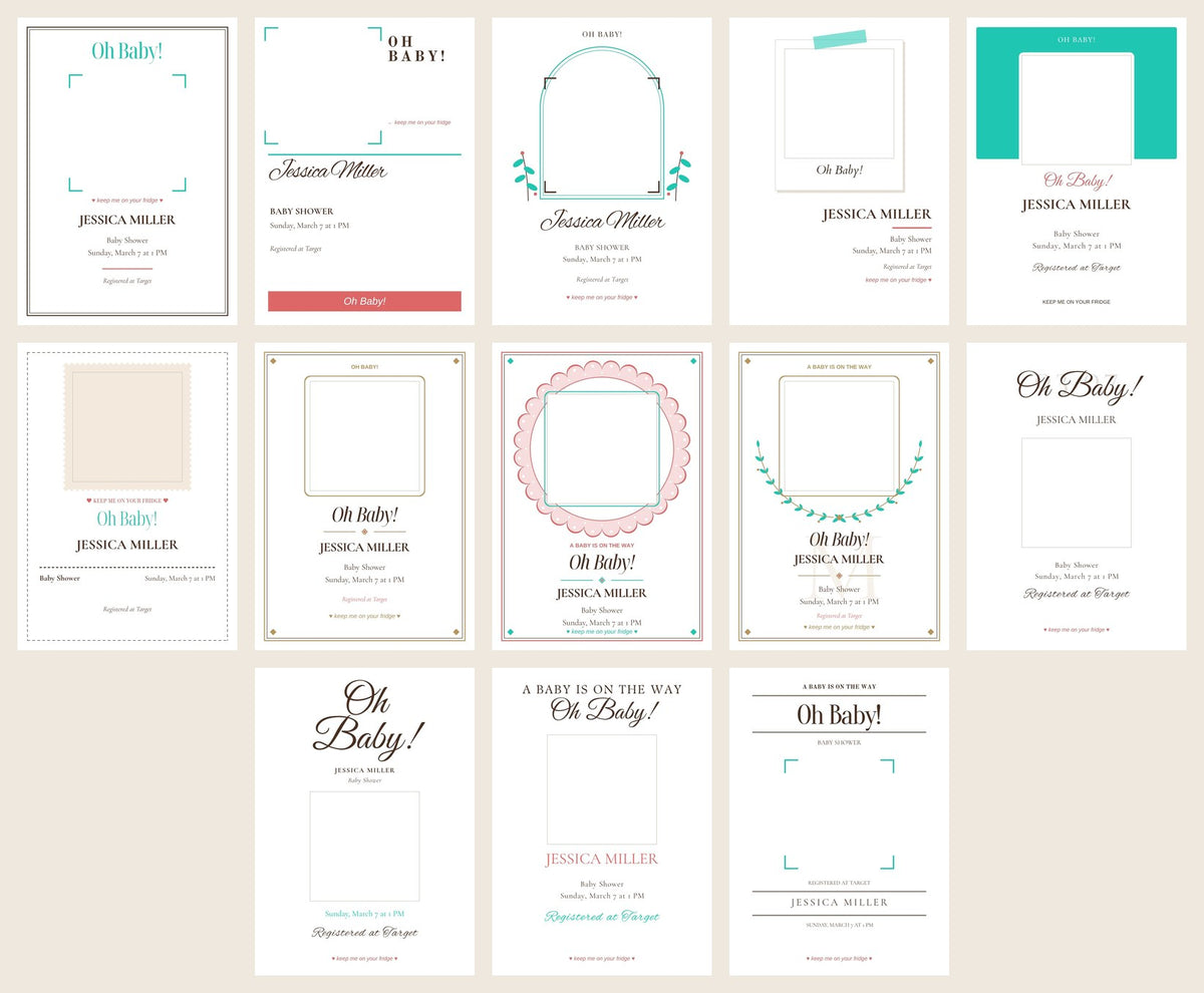 All 13 baby shower invitation card designs to choose from