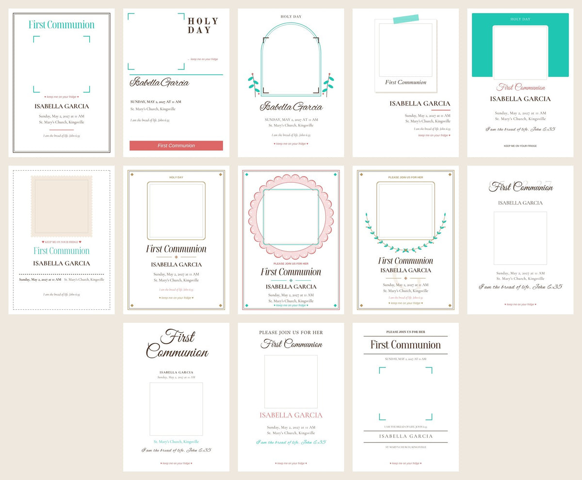All 13 First Communion invitation card designs to choose from