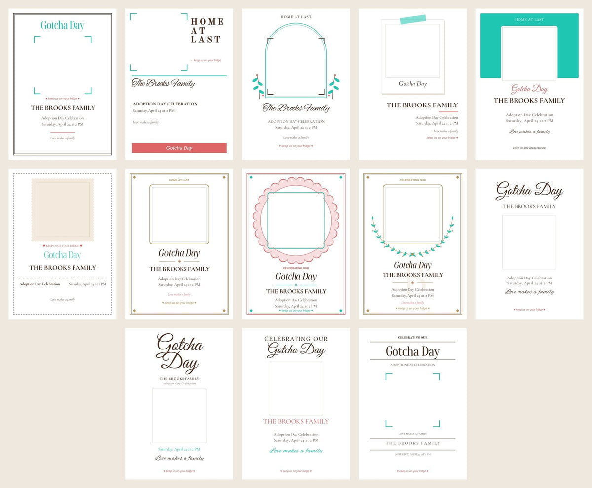 All 13 Gotcha Day card designs to choose from