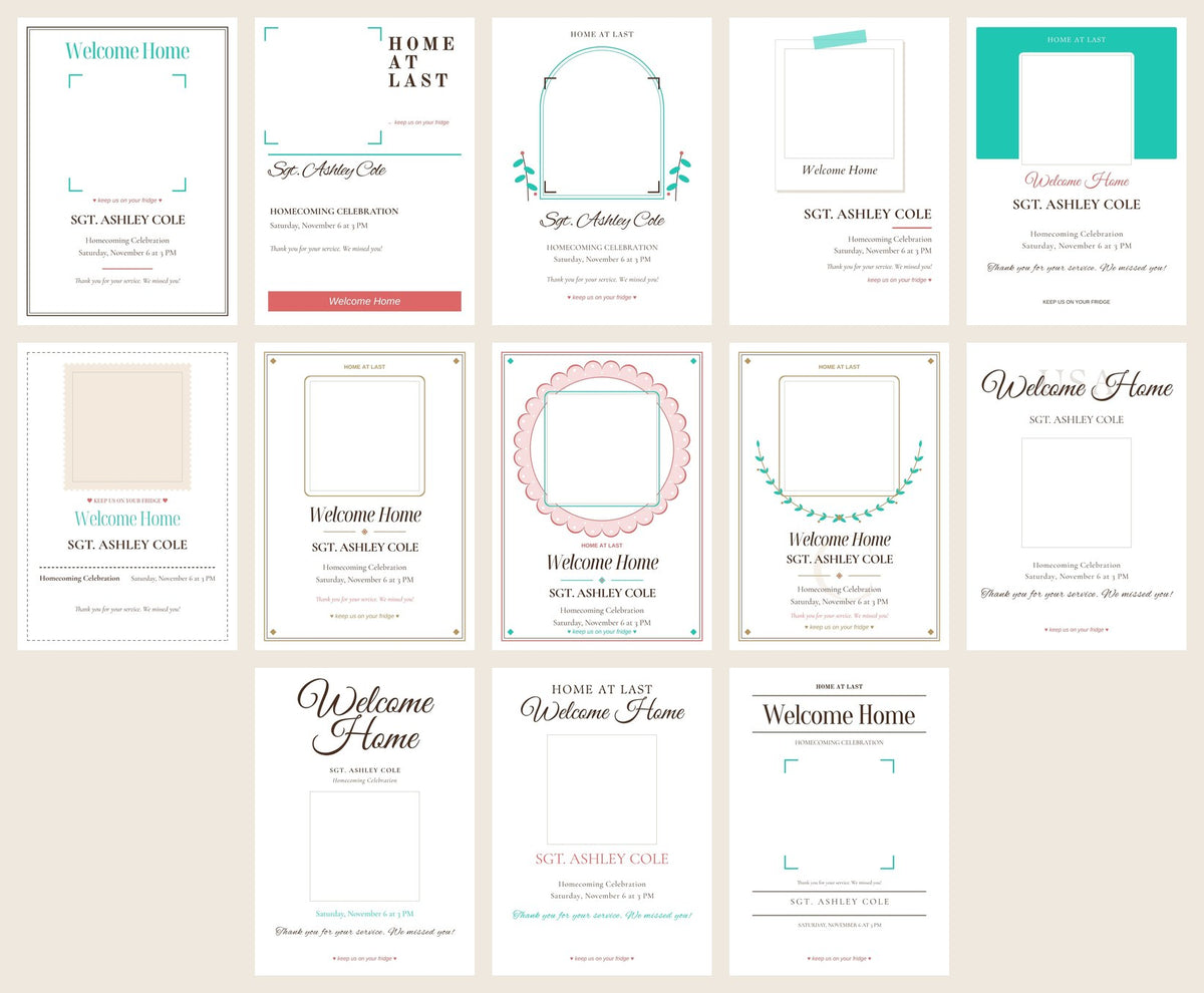 All 13 military homecoming card designs to choose from