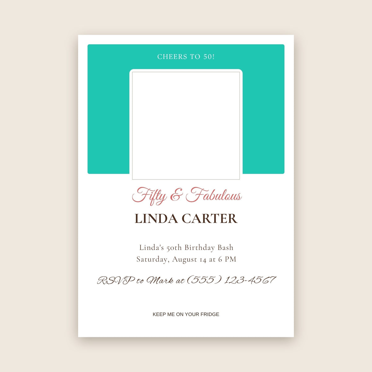 50th birthday party invitation photo magnet card in the Color Block design