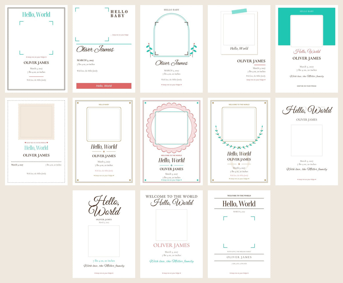All 13 birth announcement card designs to choose from