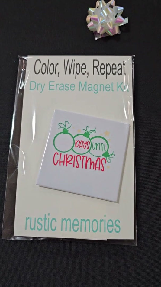 Christmas countdown dry erase magnet in Rustic Memories packaging, days until Christmas ornament design