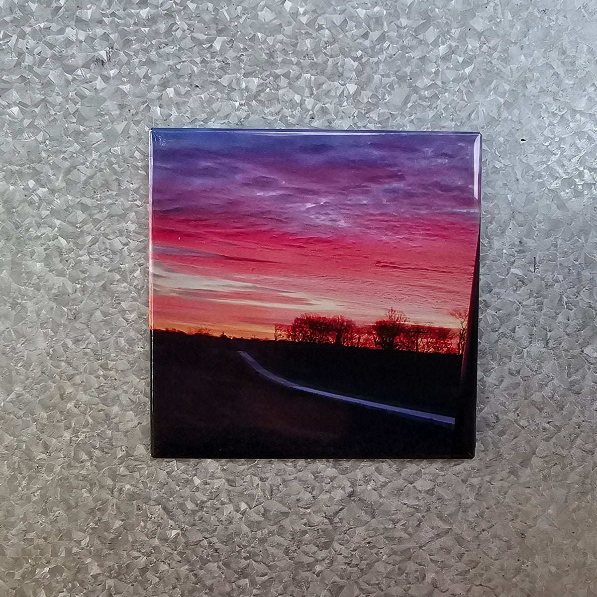 Close-up of a personalized photo magnet print