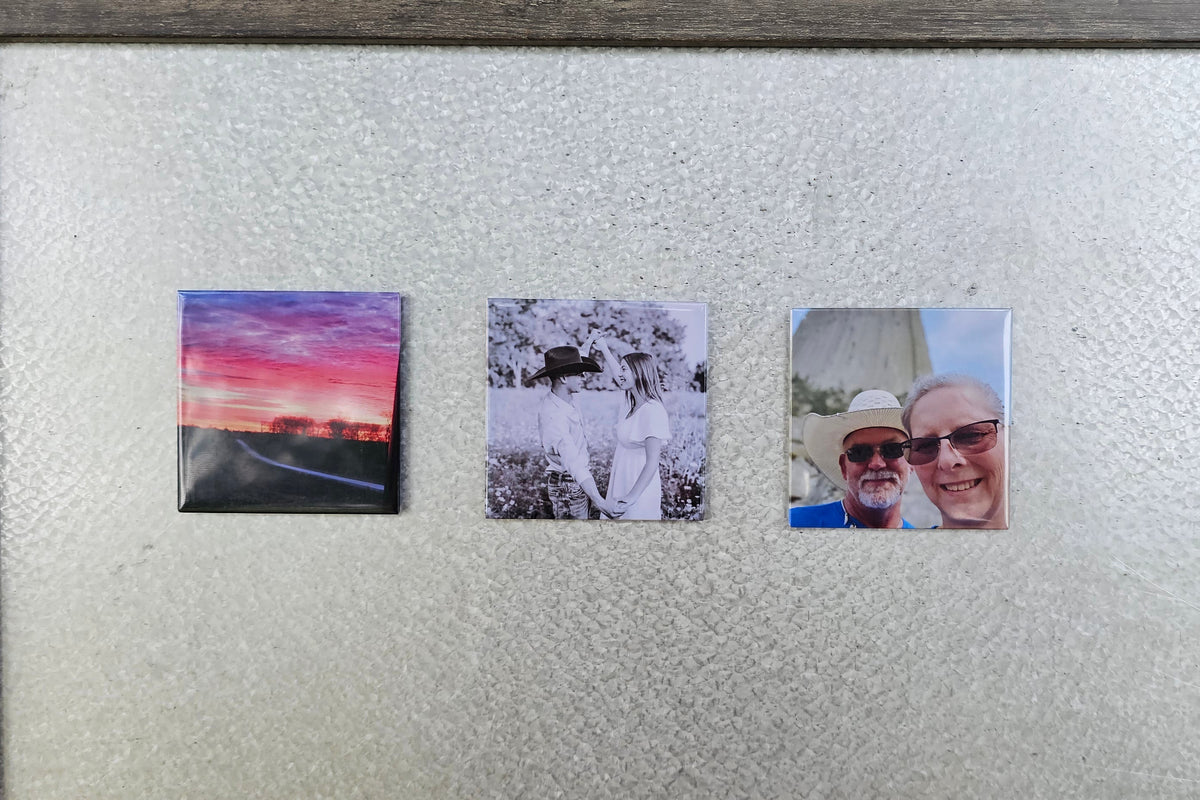 Three custom photo magnets from family pictures