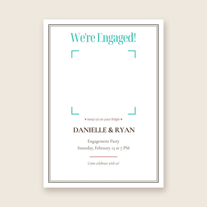 Engagement party invitation photo magnet card in the Framed Keepsake design