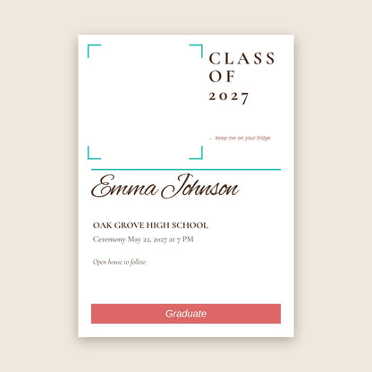 Graduation announcement photo magnet card in the Modern Split design