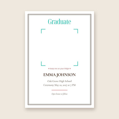 Graduation announcement photo magnet card in the Framed Keepsake design
