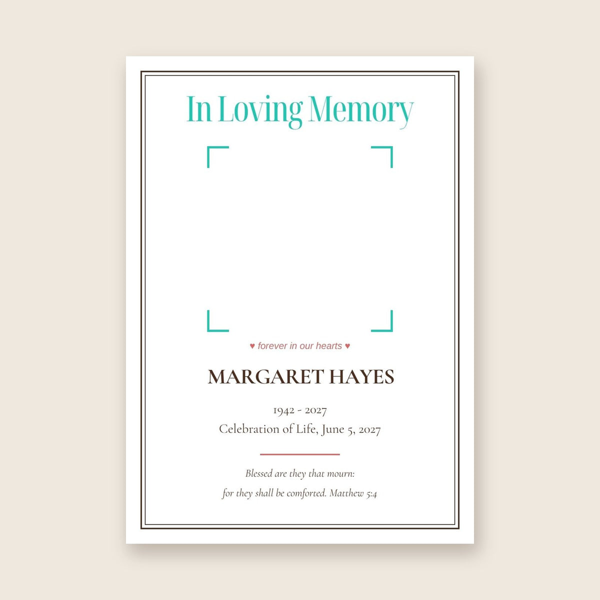 In loving memory photo magnet card in the Framed Keepsake design
