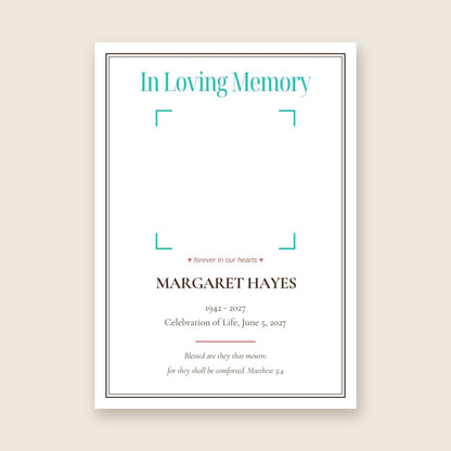 In loving memory photo magnet card in the Framed Keepsake design