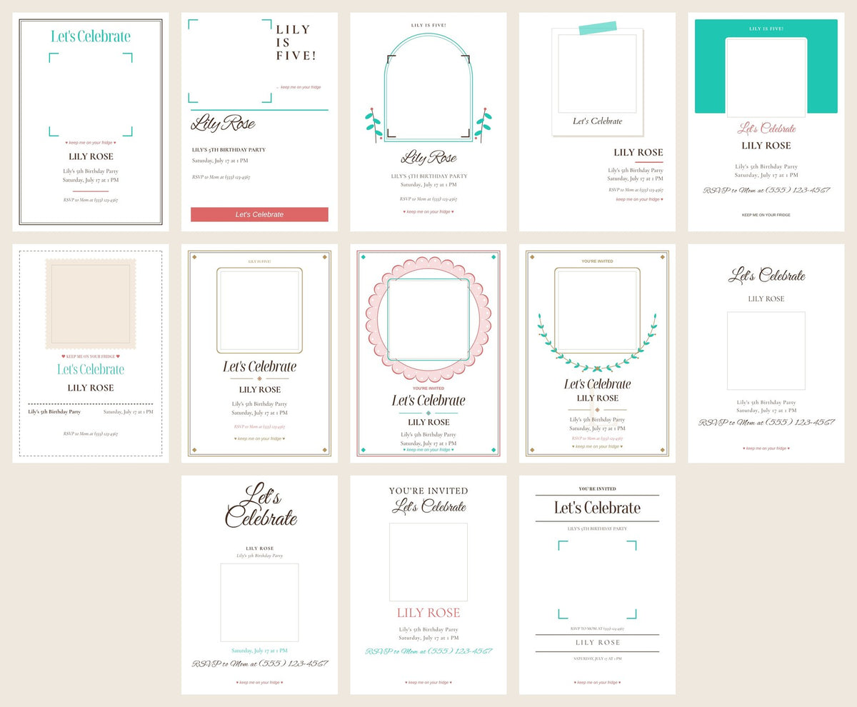 All 13 kids birthday invitation card designs to choose from