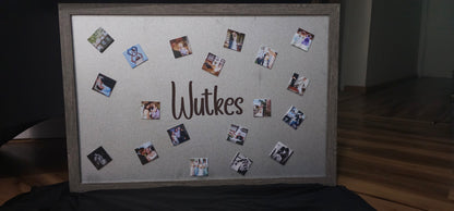 Large photo magnet display board personalized for a wedding