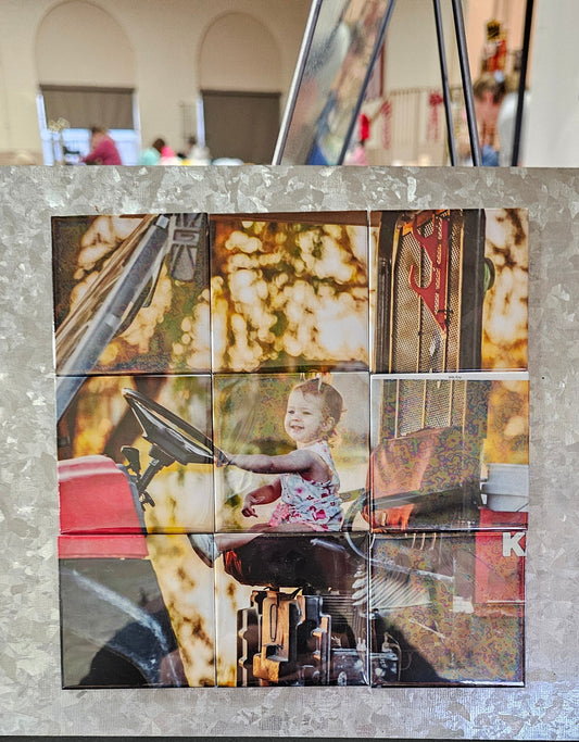 One photo split into 9 custom photo puzzle magnets