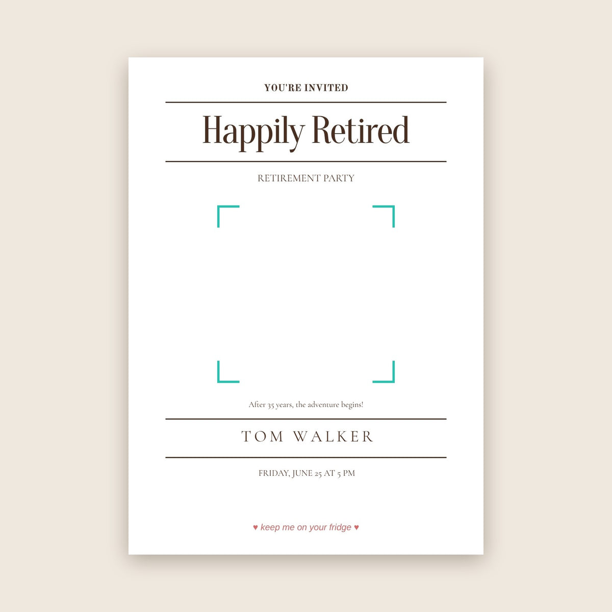 Retirement party invitation photo magnet card in the Classic Ruled design