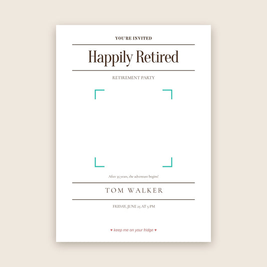 Retirement party invitation photo magnet card in the Classic Ruled design