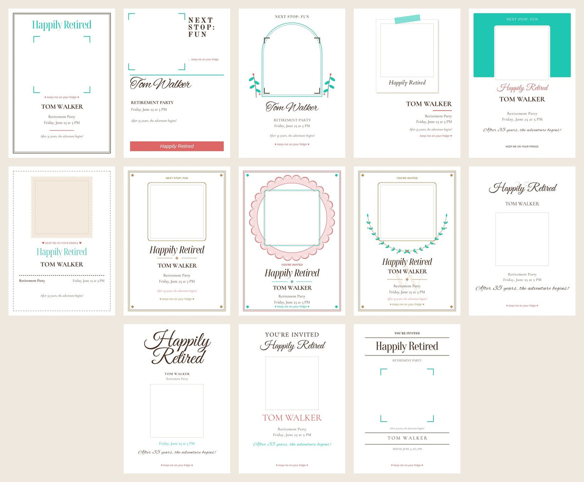 All 13 retirement party invitation card designs to choose from