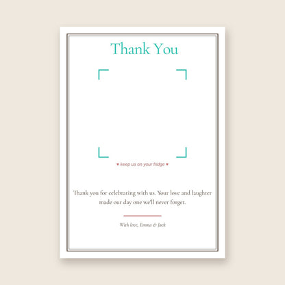 Thank You photo magnet card, design A, with a photo magnet and your own message